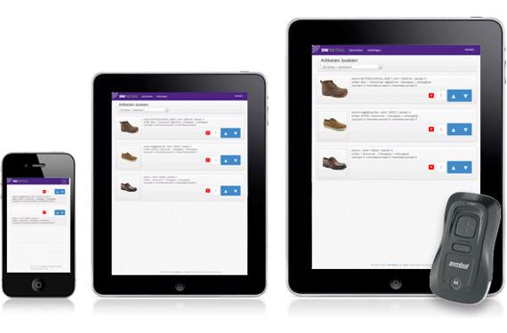 Voorbeeld van artikelboeker op tablet en mobiel met scanner, om direct vanuit je winkel artikelen te scannen voor je voorraadbeheer